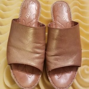 Born gold wedged sandals size 10